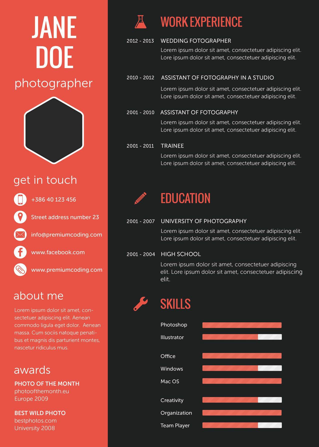 设计师个性创意面试求职简约欧美高端漂亮简历模版psd分层源文件