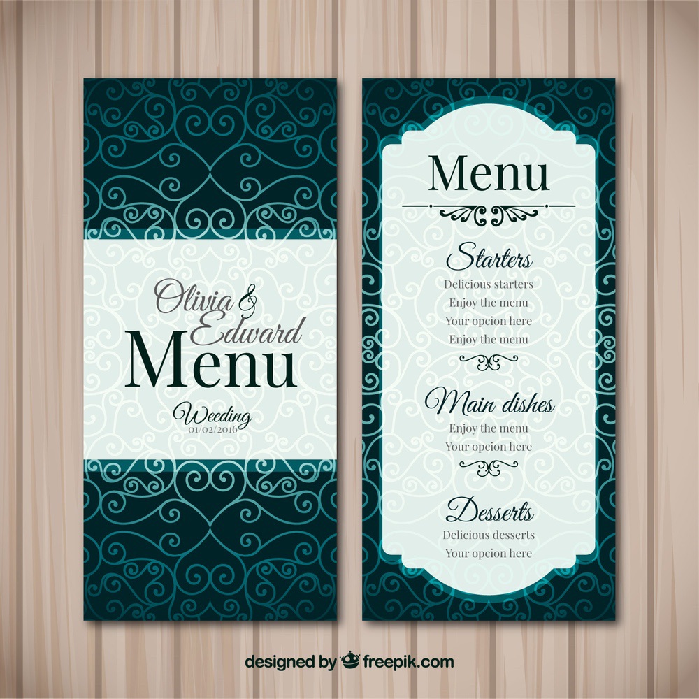 ornamental menu wedding 1