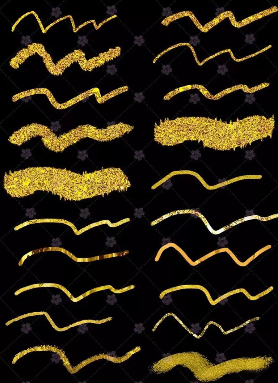 金箔ps笔刷亮片金线勾线古风国潮插画金粉烫金装饰勾边描画笔 – 版式