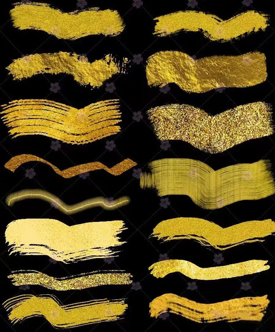 金箔ps笔刷亮片金线勾线古风国潮插画金粉烫金装饰勾边描画笔 – 版式