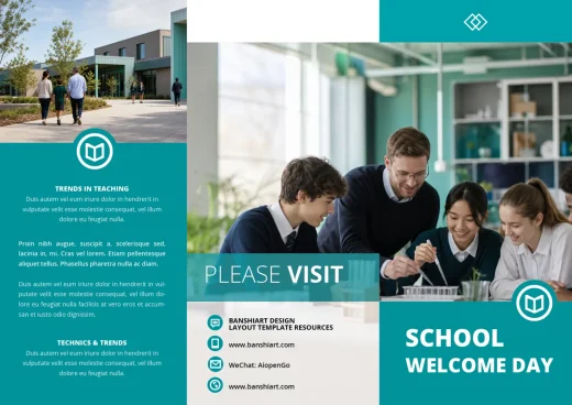 学校开放日三折页InDesign模板 特色图片
