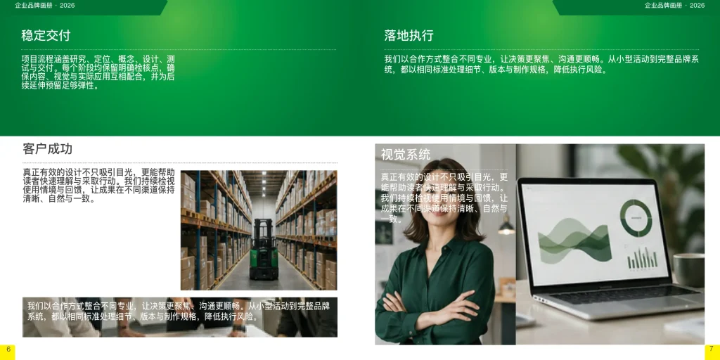12页企业服务方形画册InDesign模板 版式预览4