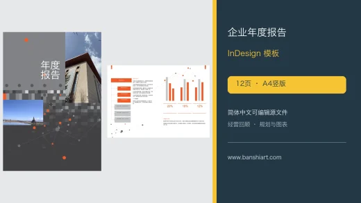 企业年度报告InDesign模板-12页A4简体中文经营汇报画册 特色图片