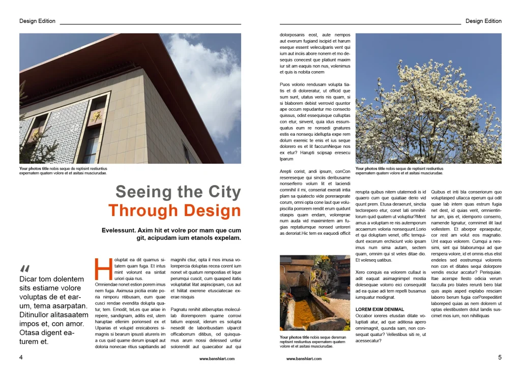 自然建筑杂志排版InDesign模板-30页A5外文可编辑源文件 第3张清晰版式预览