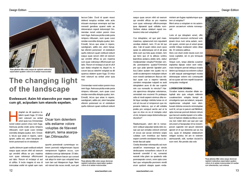 自然建筑杂志排版InDesign模板-30页A5外文可编辑源文件 第7张清晰版式预览