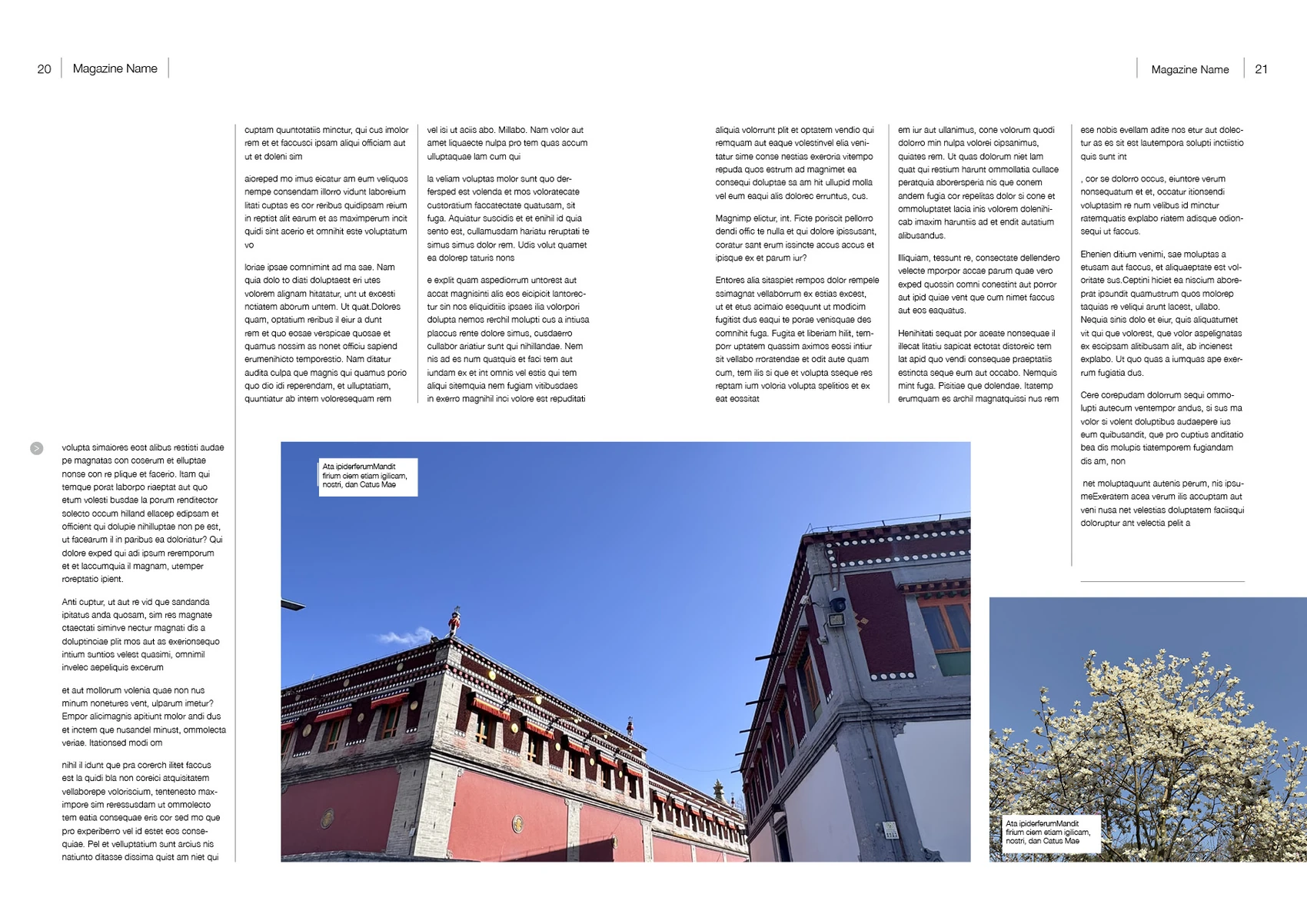 自然生活摄影杂志InDesign模板 A4 第20—21页跨页排版预览