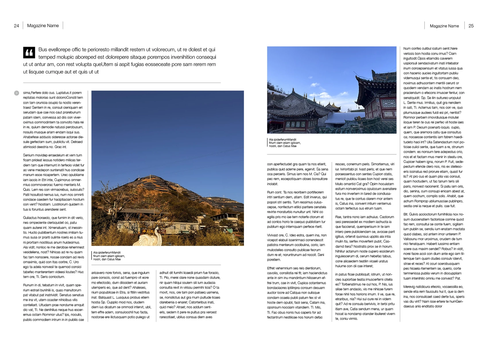 自然生活摄影杂志InDesign模板 A4 第24—25页跨页排版预览